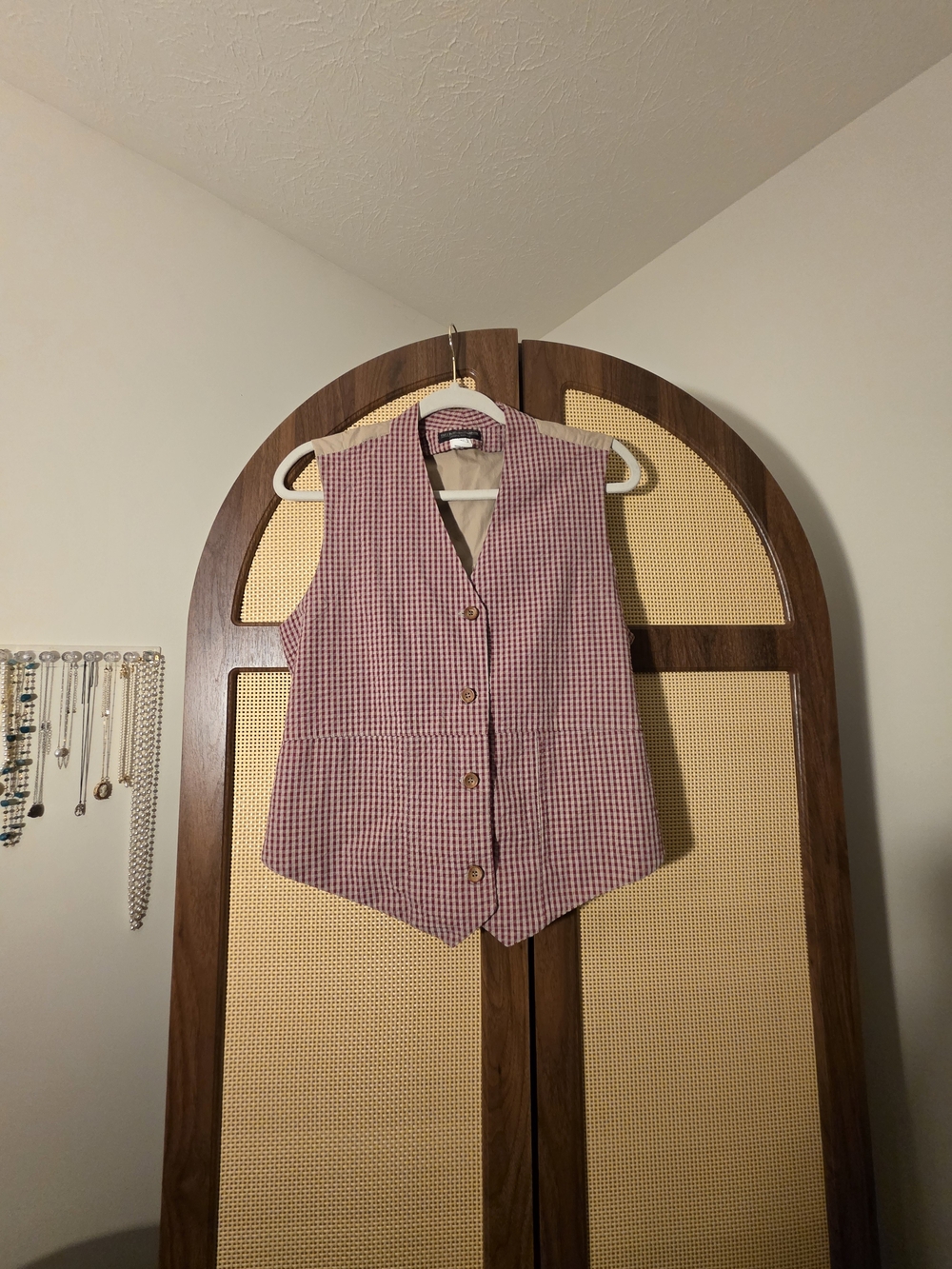 J. Peterman Gingham Button Vest
